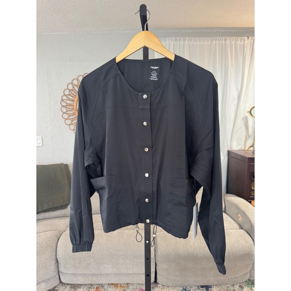 NWT Girlfriend Collective Raquel Snap Front Cropped Jacket Black Small